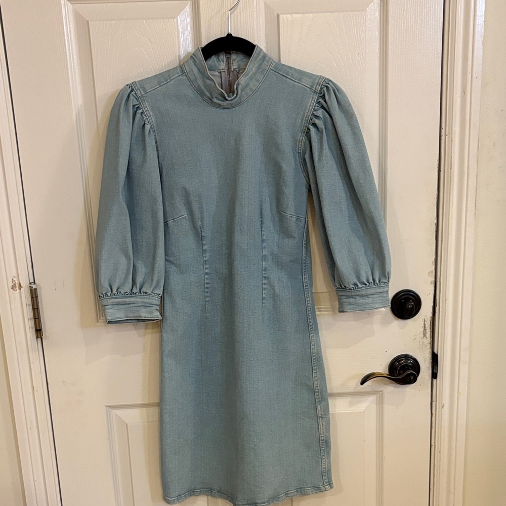 Ganni Light Blue Long Sleeve Dress